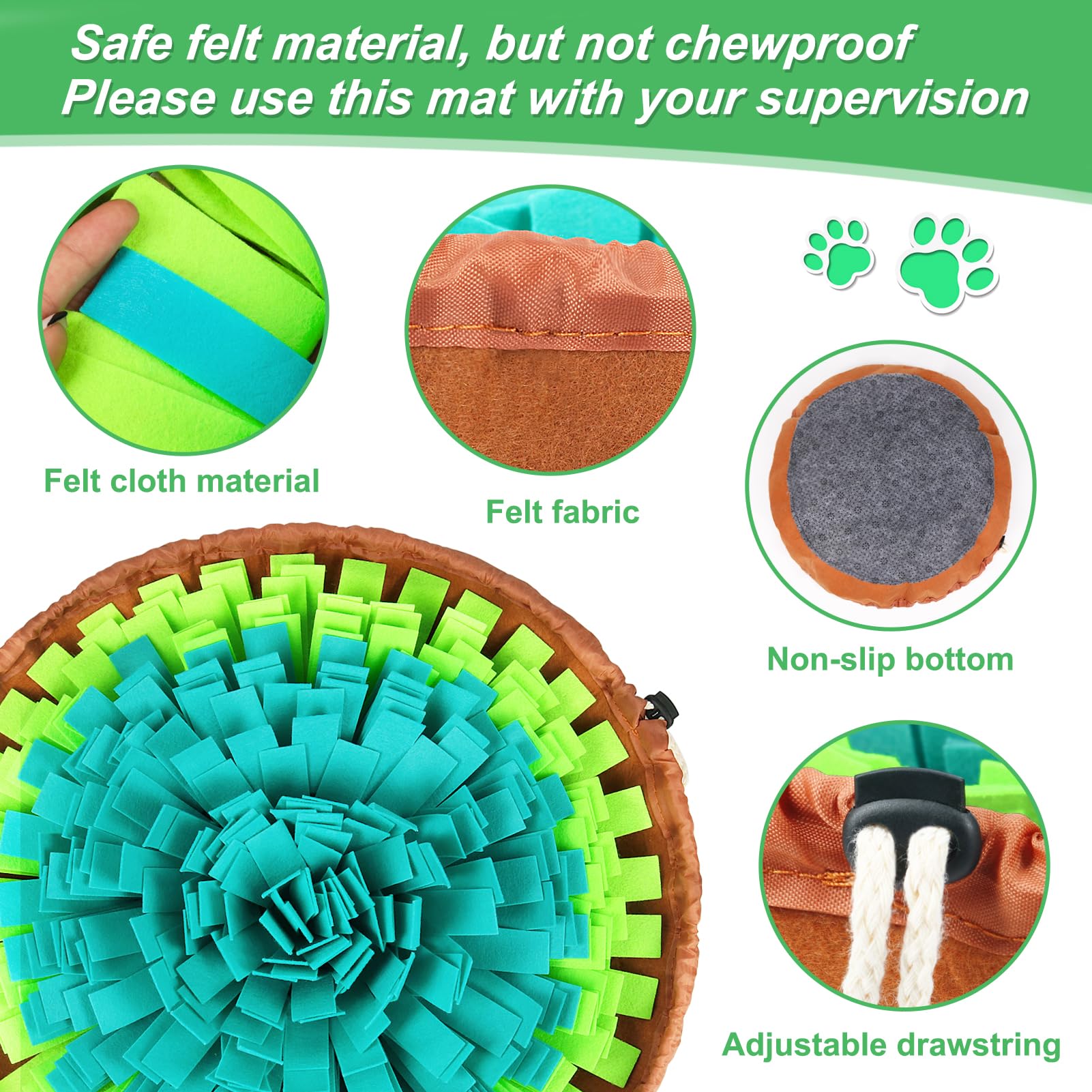 Vivifying Pet Snuffle Mat adjustable drawstring close-up showing size customization for dogs.