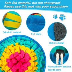 Vivifying Snuffle Mat bright color pattern attracts dogs and slows meals through sniffing
