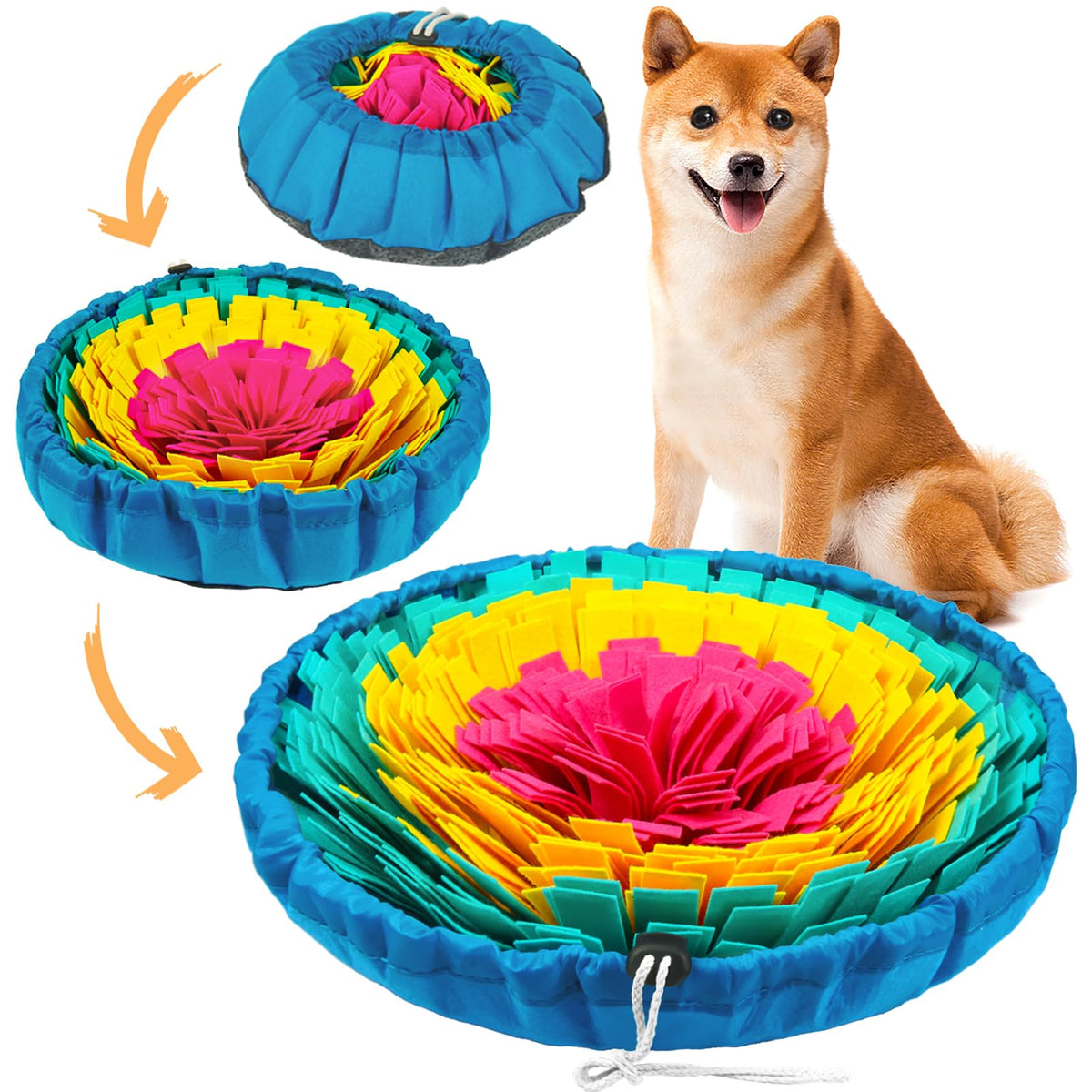 Vivifying Snuffle Mat with dog flower design promoting foraging fun and mental engagement
