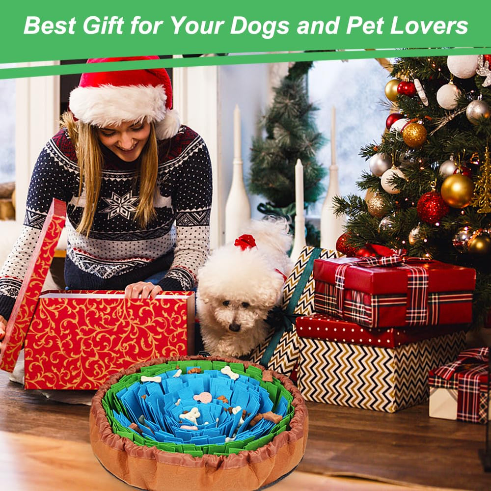 Vivifying Snuffle Mat blue green adjustable drawstring keeps it fixed during use.
