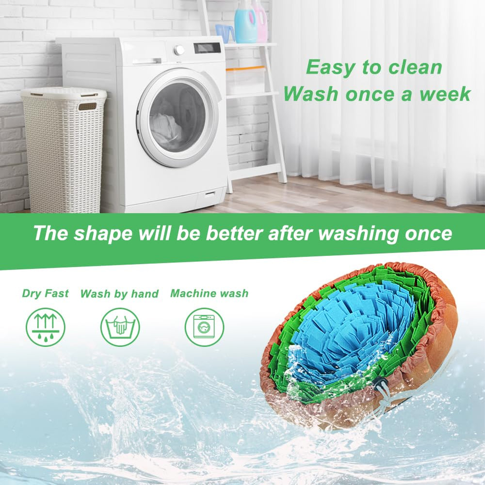 Vivifying Snuffle Mat blue green washable material for easy cleaning.