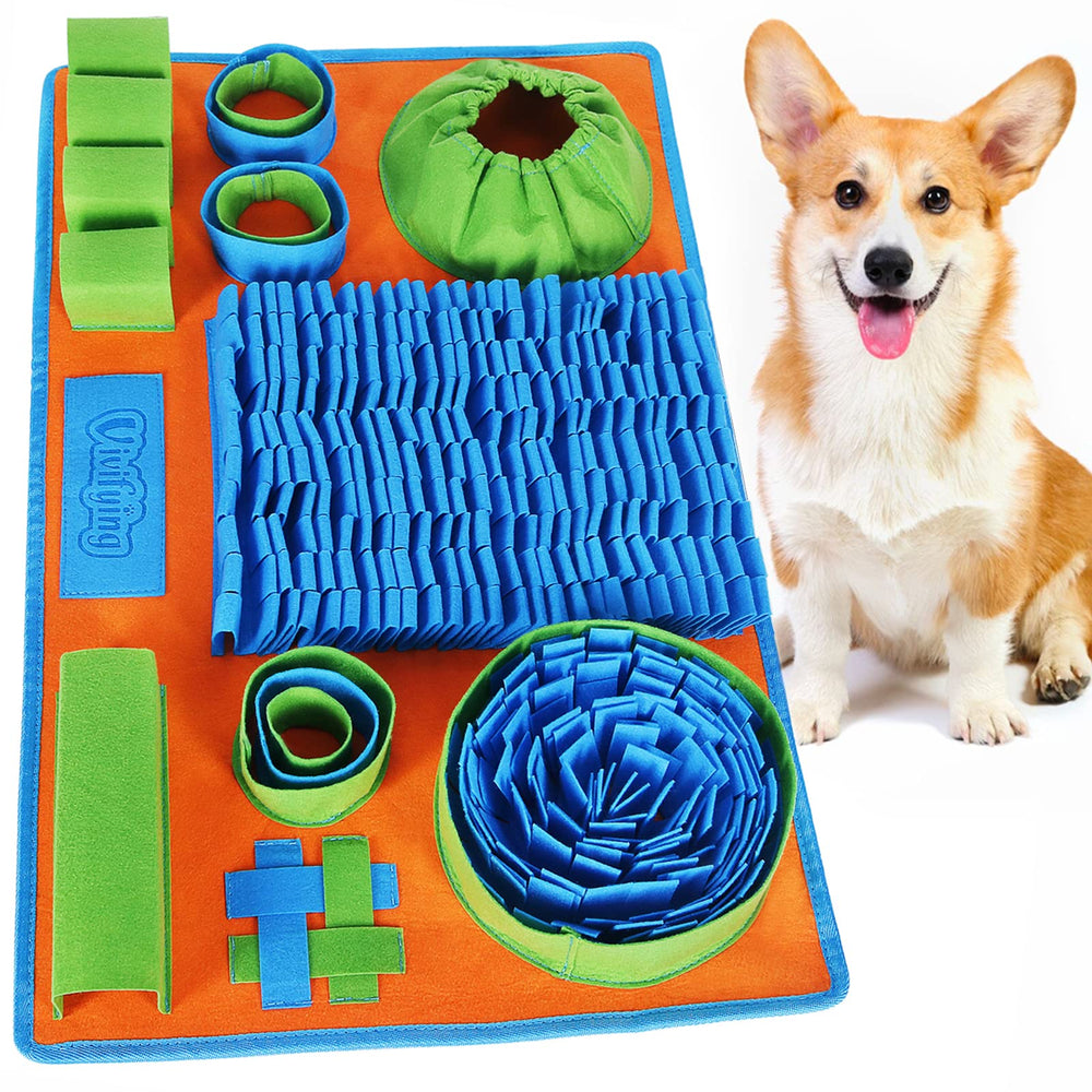 Vivifying Snuffle Mat for Dogs showing interactive puzzle play to enrich feeding.