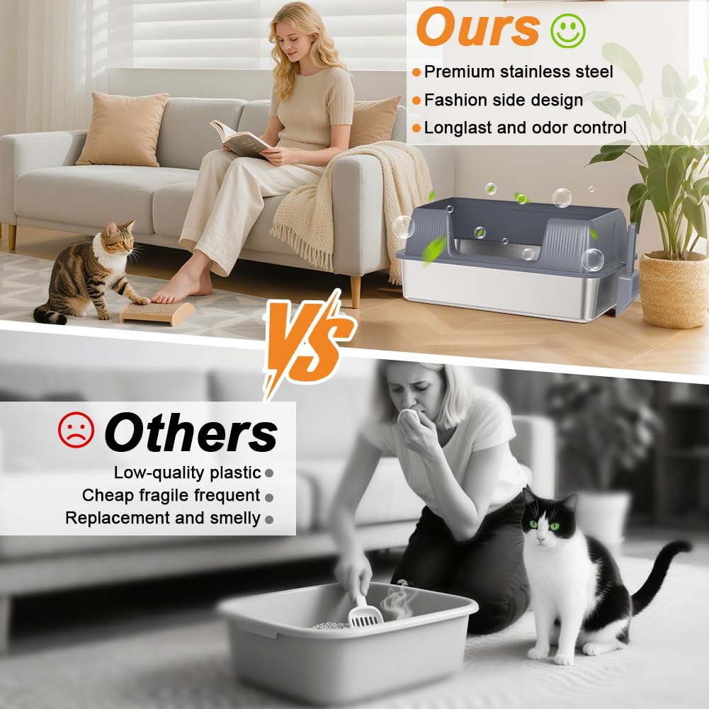 Vivifying litter box with scoop included supports quick daily cleaning.