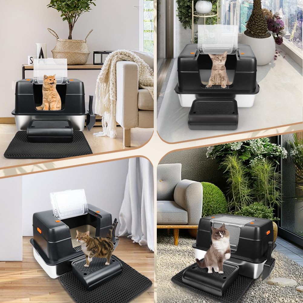 Vivifying stainless steel litter box easy-clean surface resists odors