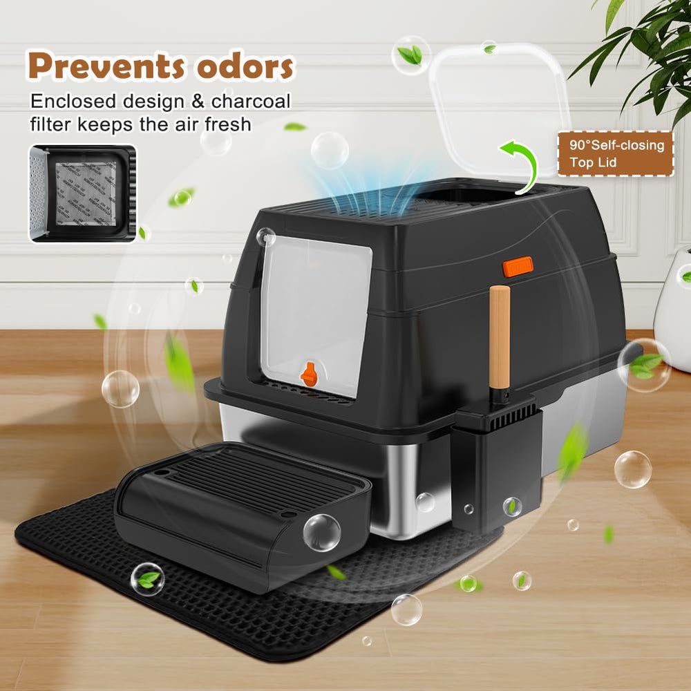 Vivifying litter box includes scoop for easy waste removal