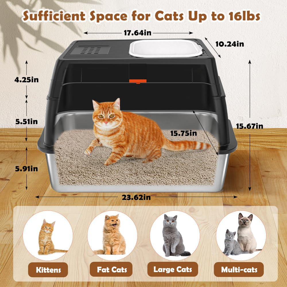 Vivifying litter box with top exit dual modes for easy access