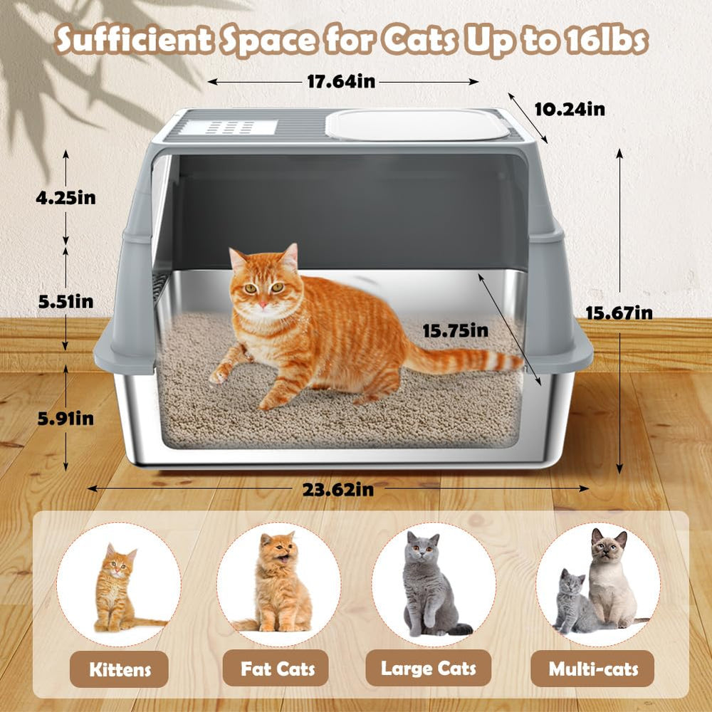 Vivifying stainless steel litter box top exit focuses on easy access for cats