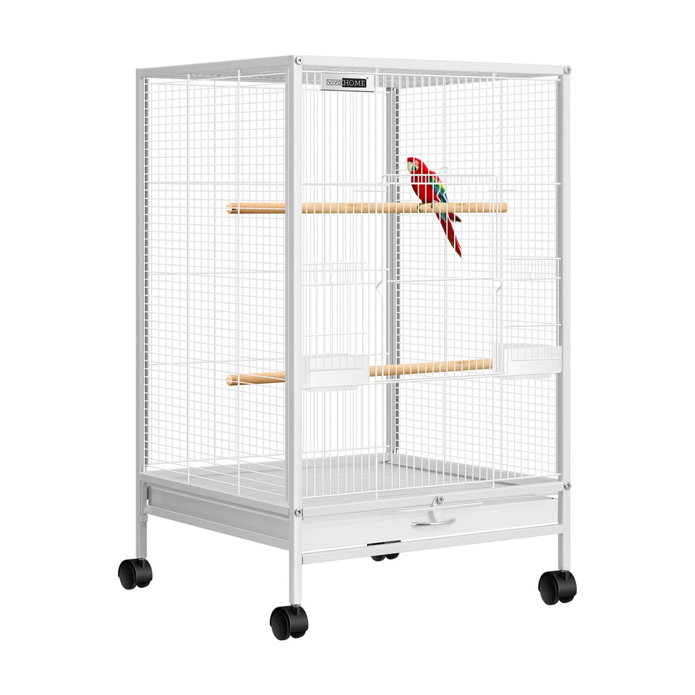 VIVOHOME 30-inch cage on rolling stand, front view demonstrates mobility