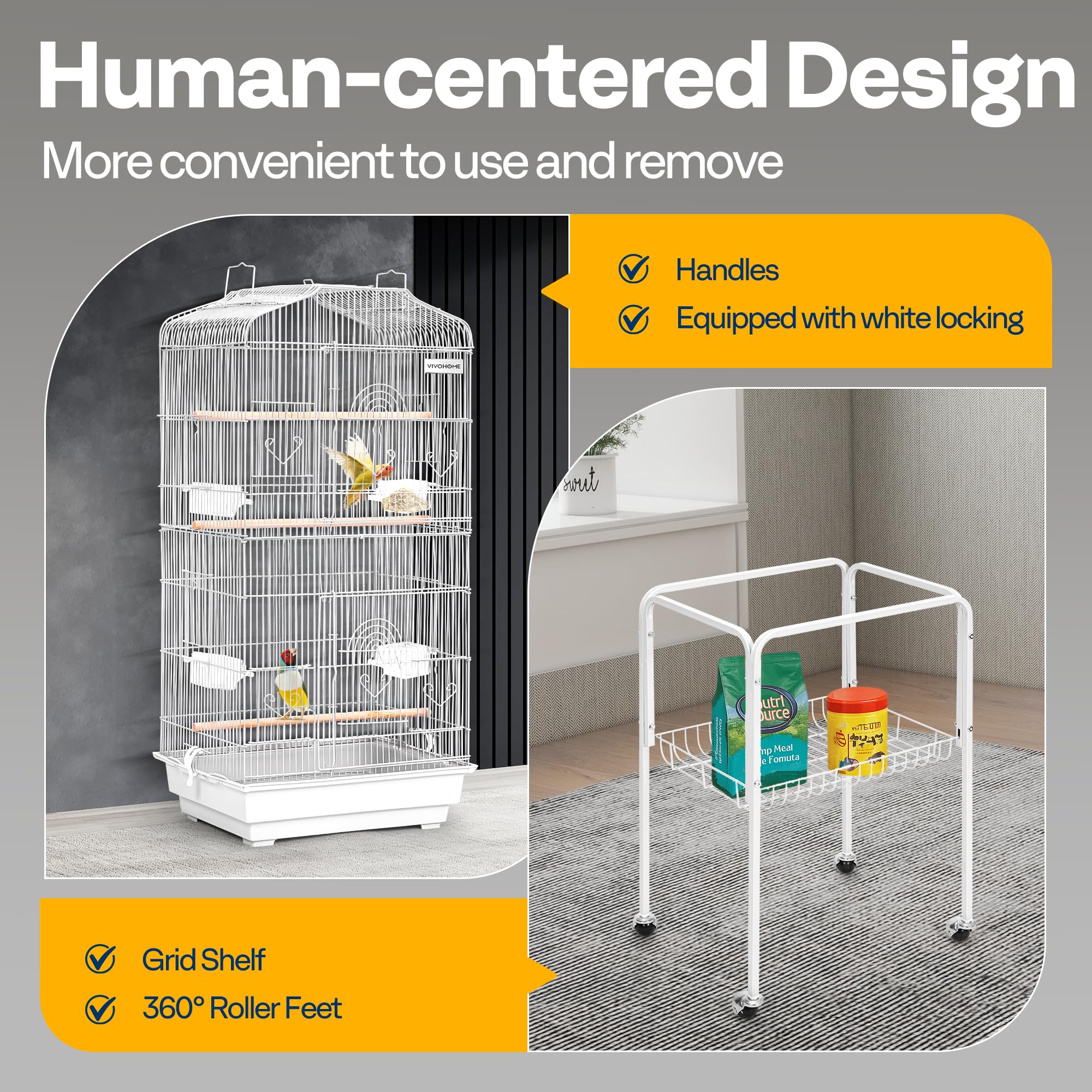 VIVOHOME cage top open with wooden crossbeam for perch play
