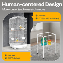 VIVOHOME cage top open with wooden crossbeam for perch play