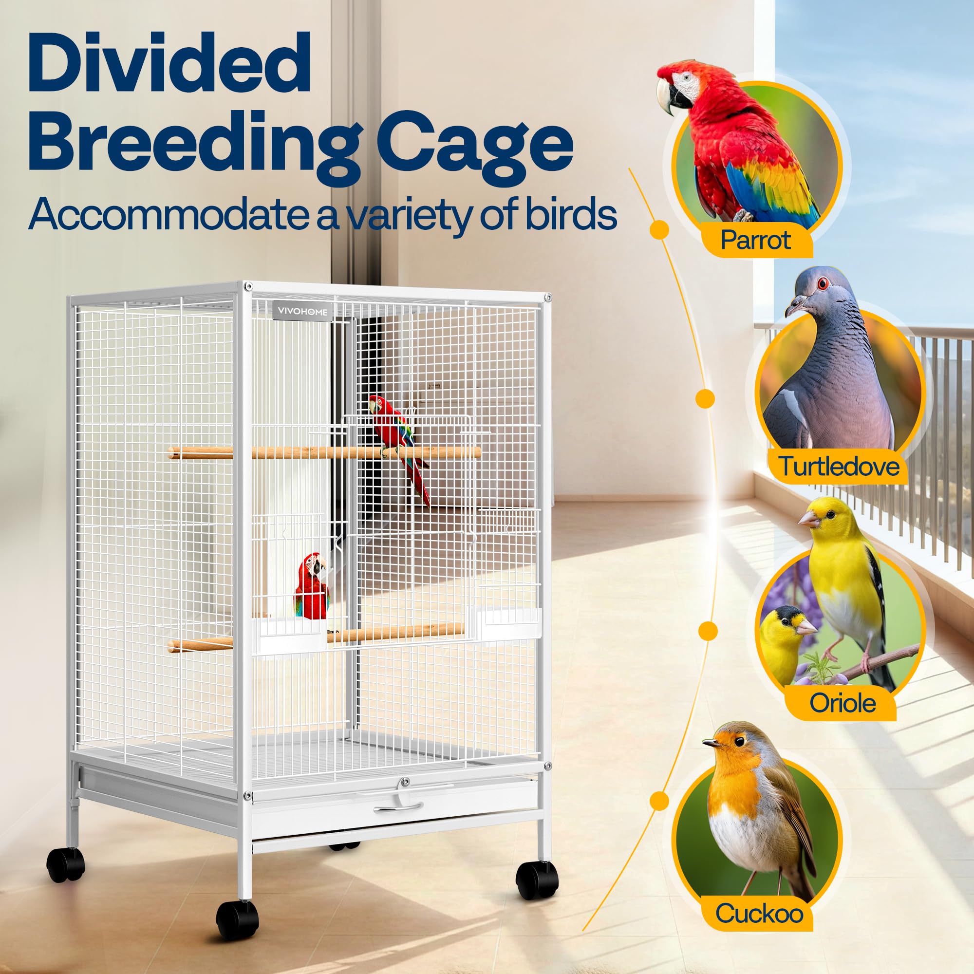 VIVOHOME included food boxes and wooden perches for setup