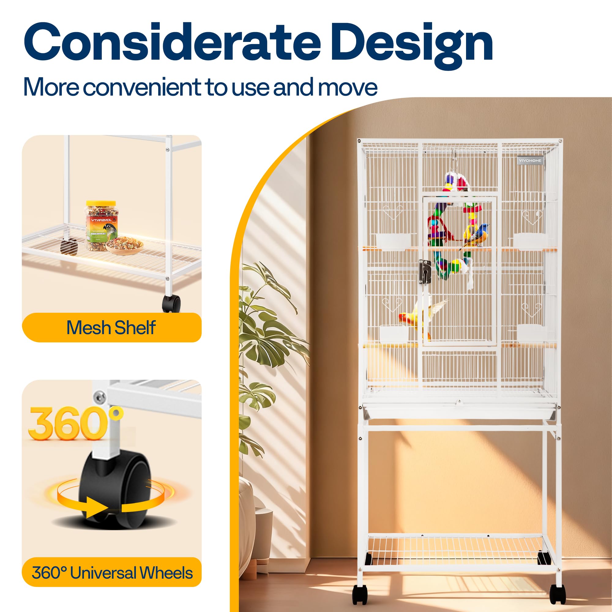 VIVOHOME secure latch design helps prevent accidental bird escapes.