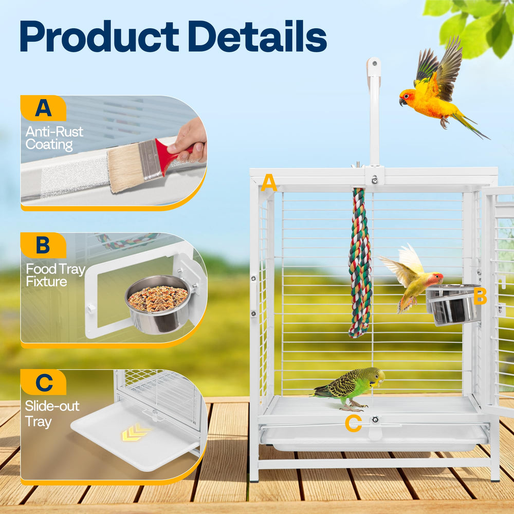 VIVOHOME lightweight 14-lb cage supports portable travel and handling.