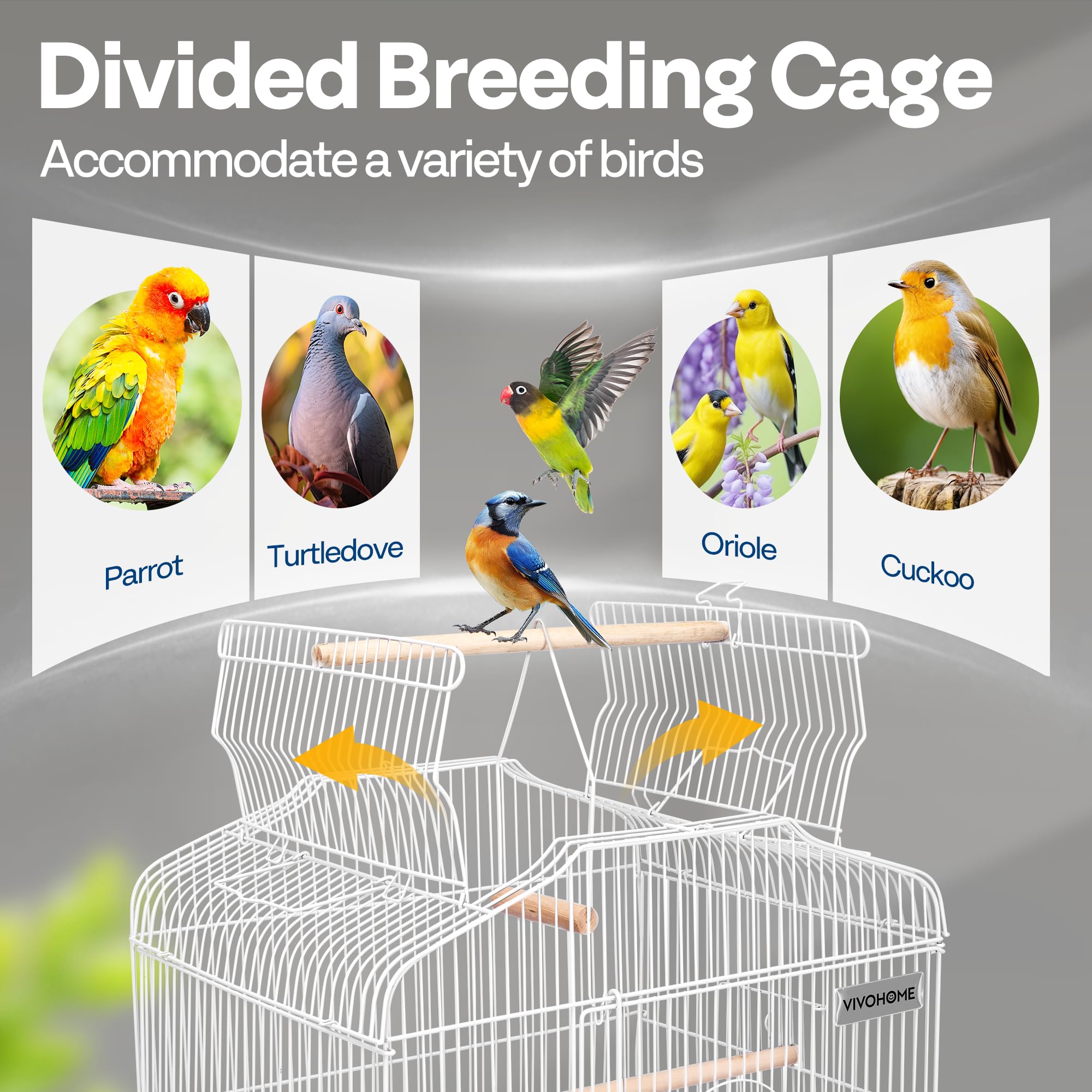 VIVOHOME cage offers extra mesh shelf storage for toys and food