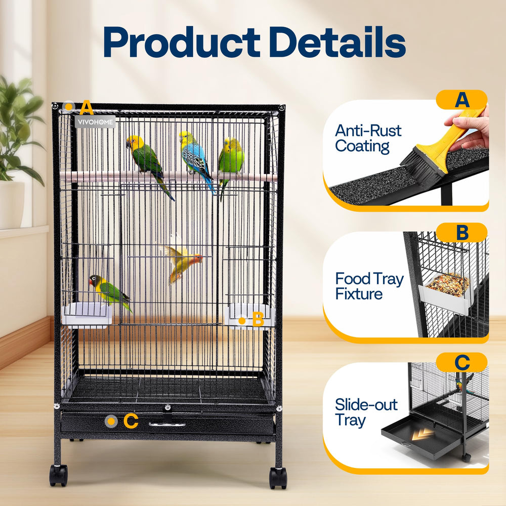 VIVOHOME bird cage non-toxic paint promotes a healthier enclosure.