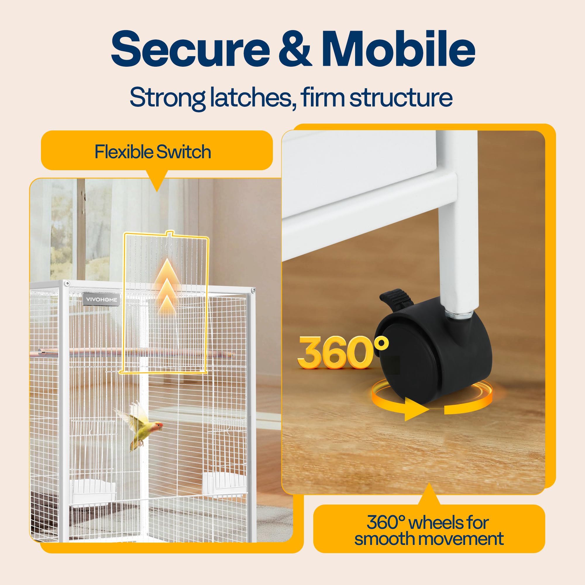 VIVOHOME sturdy latches and evenly spaced wires for safety
