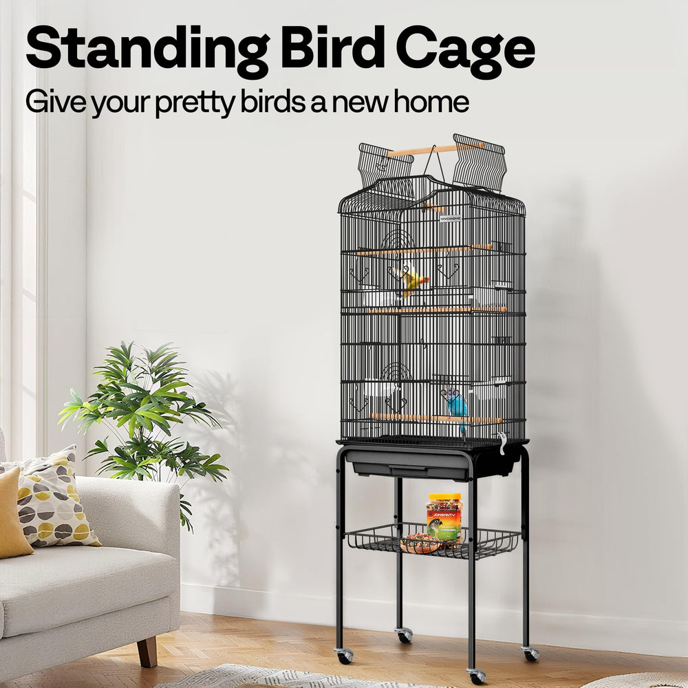 VIVOHOME bird cage side-door access shows dual entry points for feeding and care.