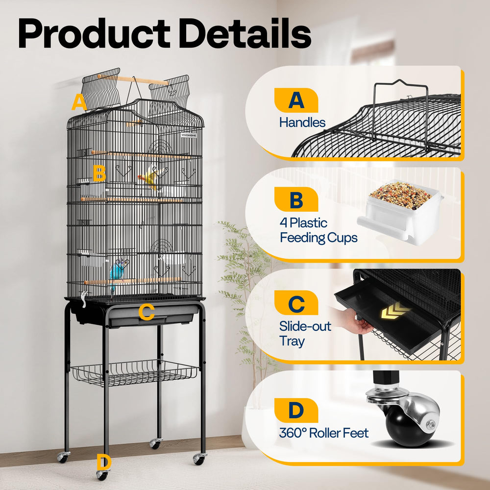 VIVOHOME cage with swing and perches promoting activity and enrichment.
