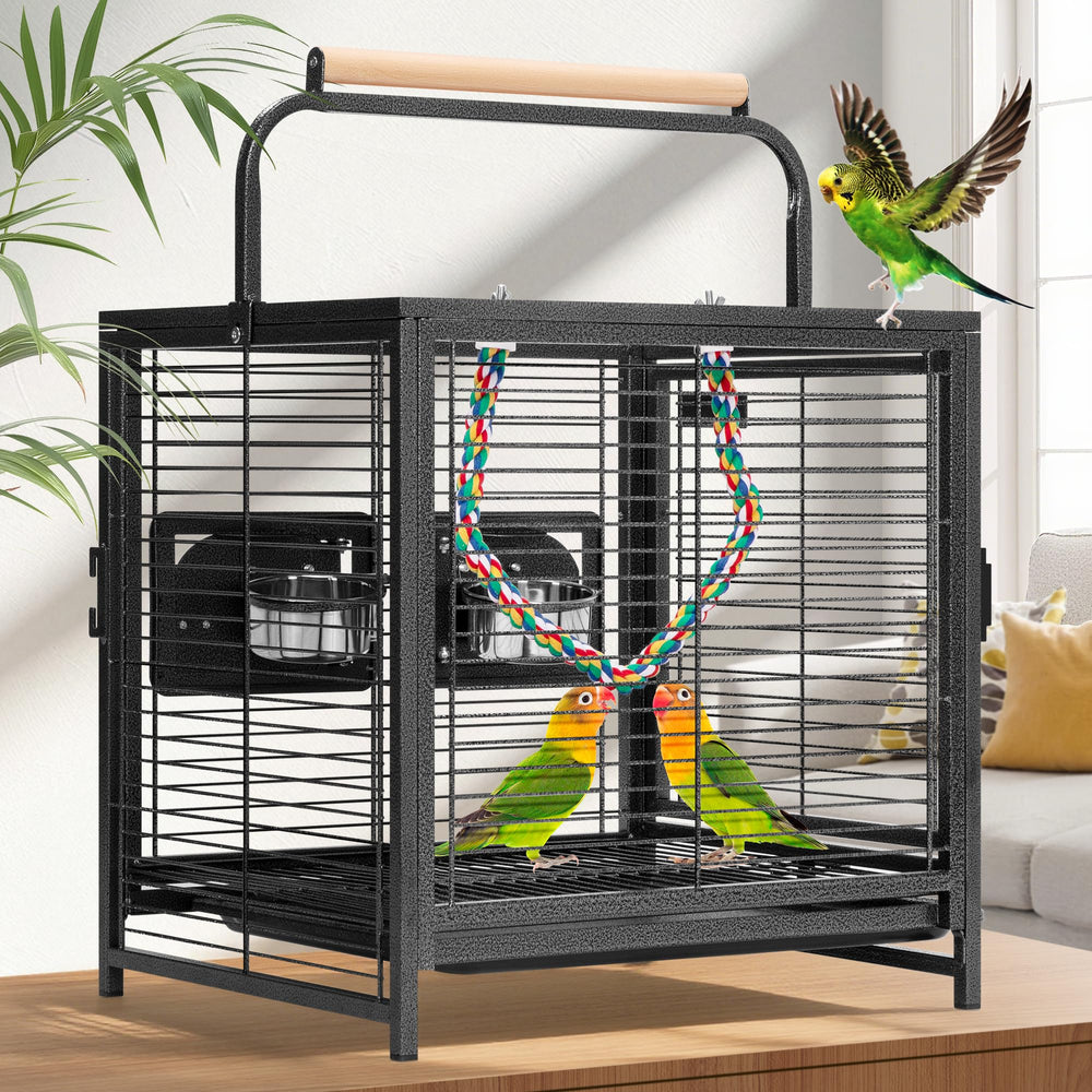 VIVOHOME bird travel cage front view shows sturdy frame for safe transport.