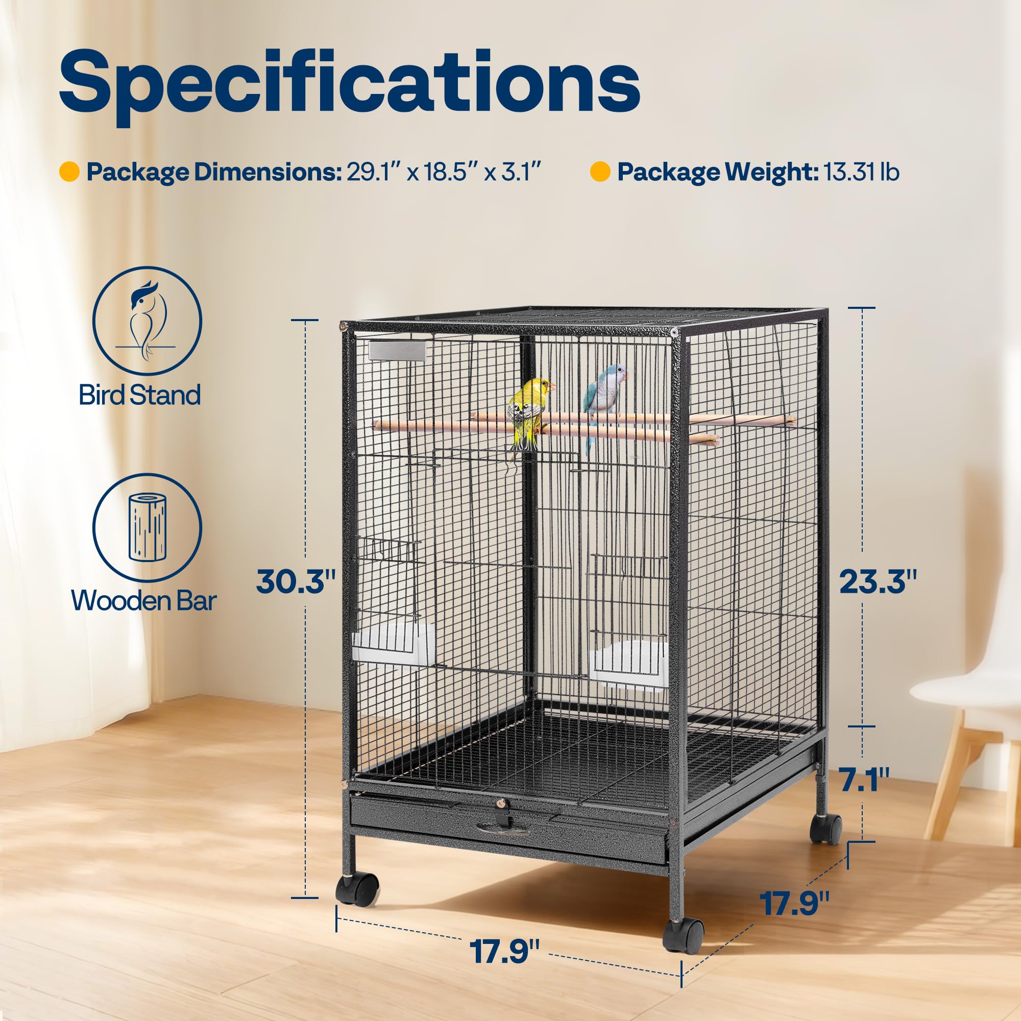 VIVOHOME black bird cage setup combines durability with sleek home styling.