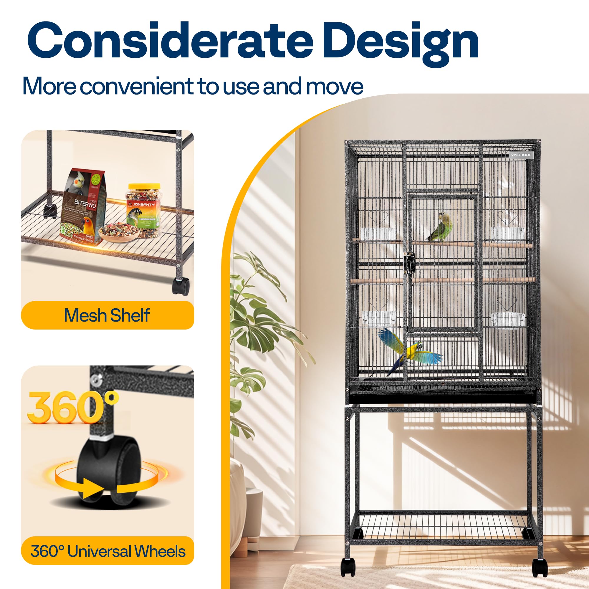 VIVOHOME drawer-style tray facilitates easy cleaning and hygiene