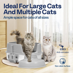 VIVOHOME stainless steel litter box interior view highlights smooth non-stick surface for easy cleaning.