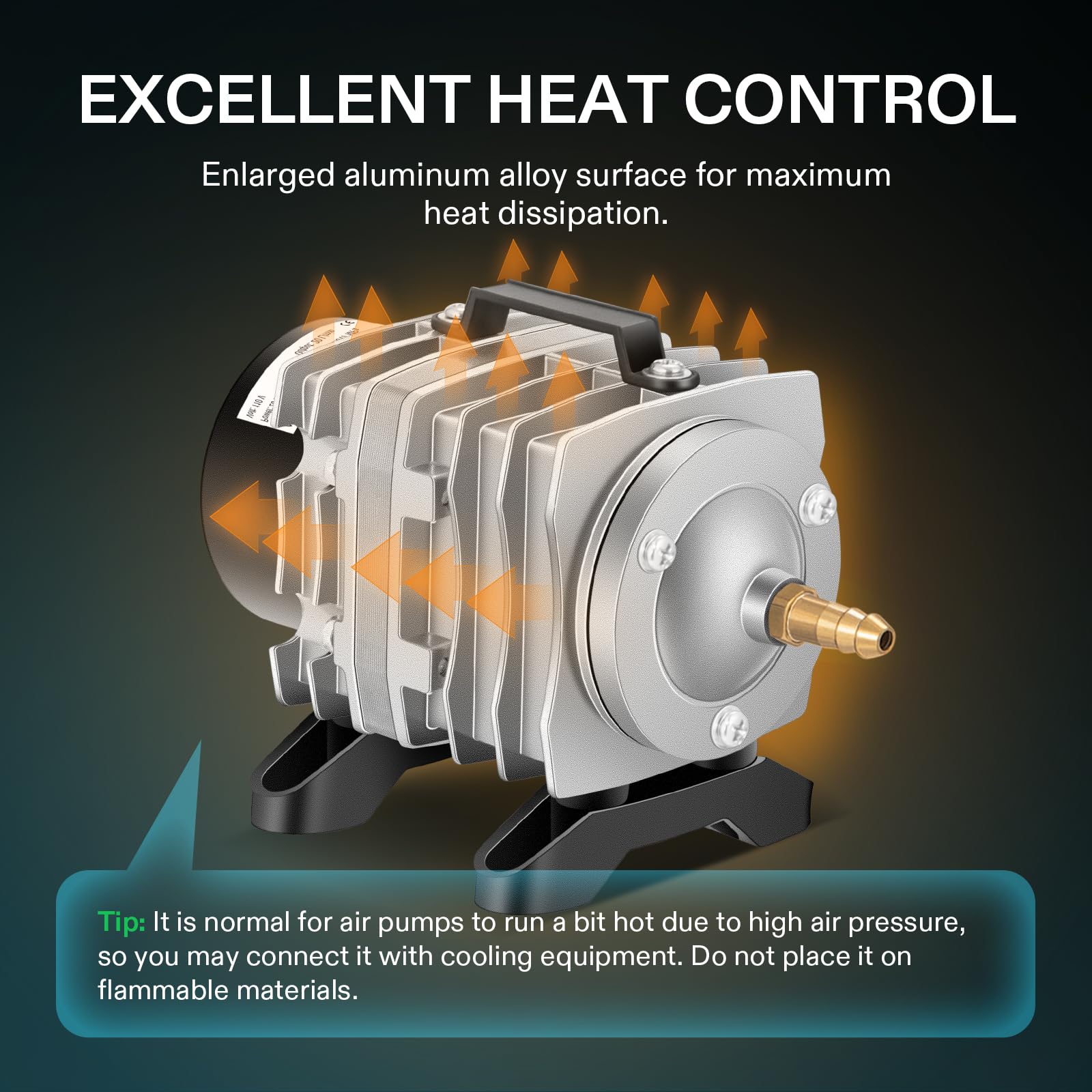 VIVOSUN 317GPH heat-radiating plates help dissipate heat for long-term continuous operation.