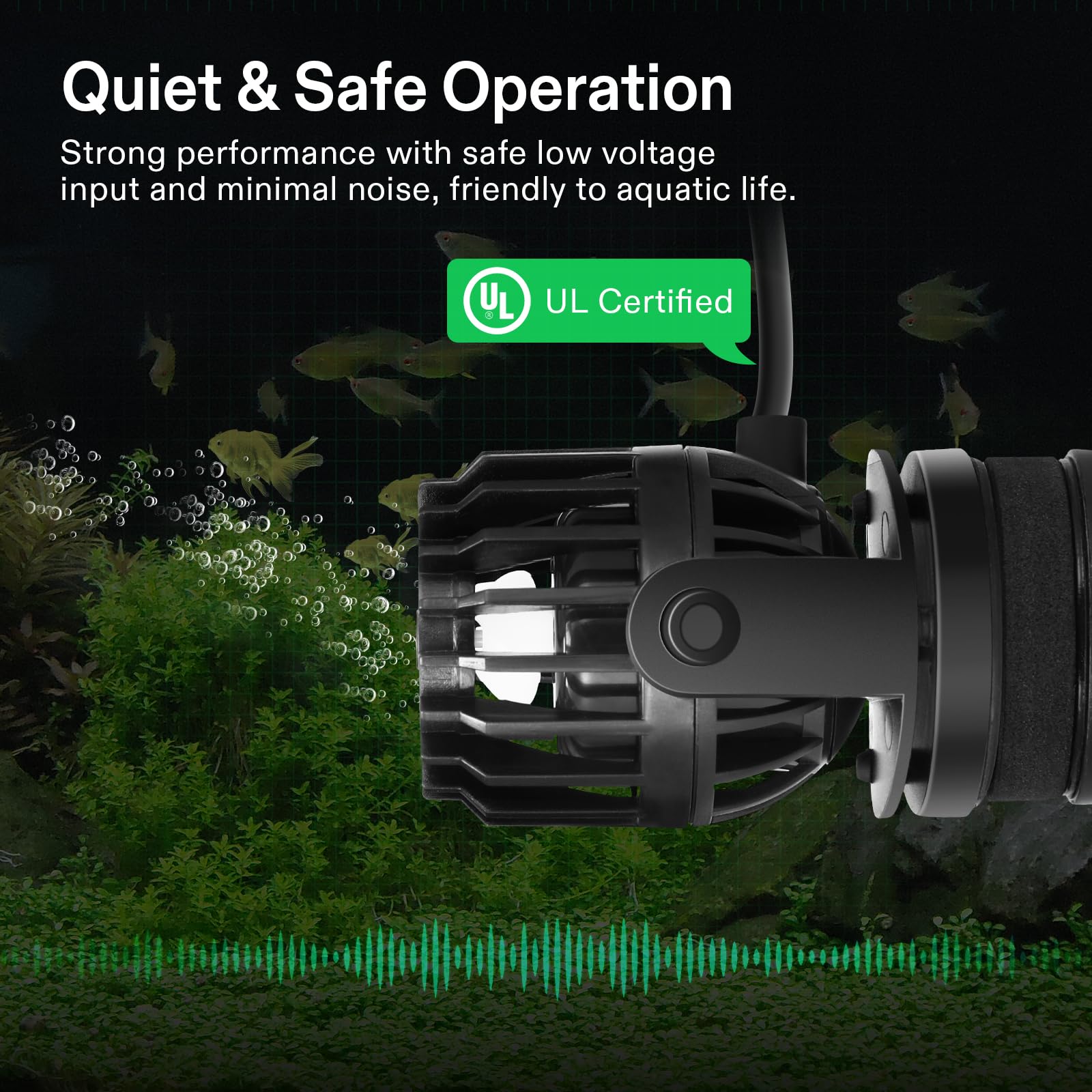 VIVOSUN 360-degree base-rotation enables comprehensive circulation across all tank zones.