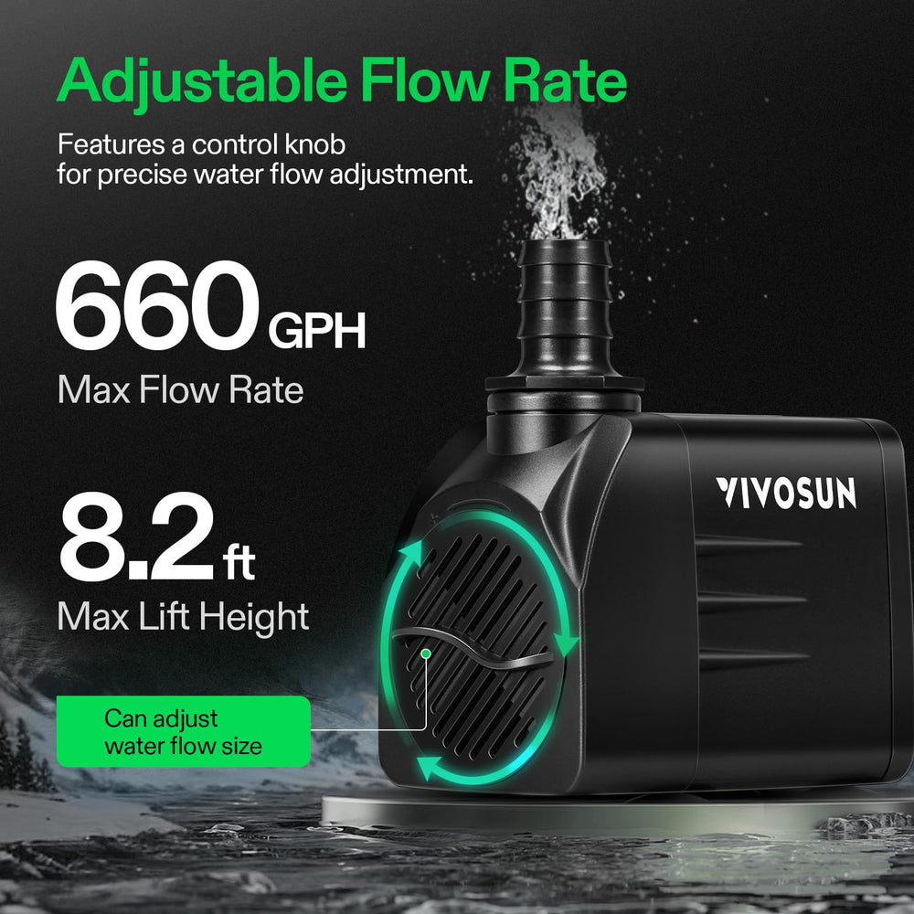 VIVOSUN 660GPH pump detachable design for easy cleaning.