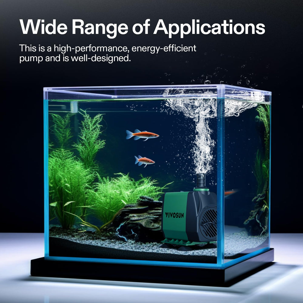 VIVOSUN 800GPH pump suited for ponds, tanks, and hydroponics.