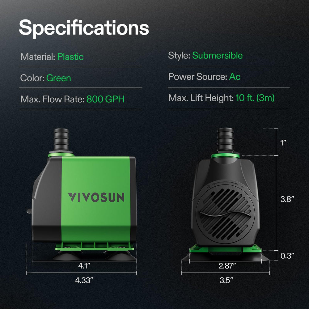 VIVOSUN pump supports multiple placements for flexible installations.