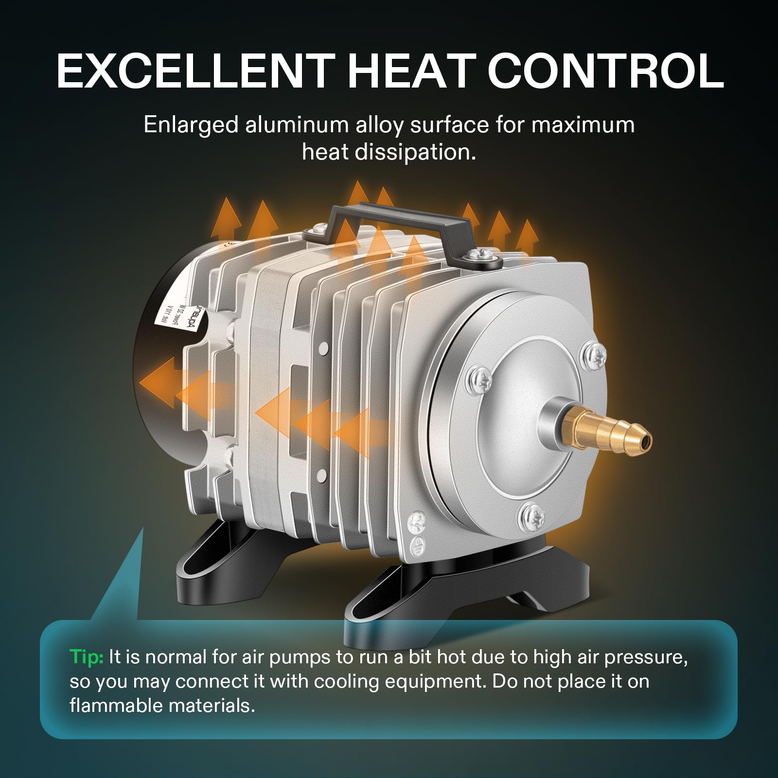 VIVOSUN air pump steel engine column designed for long-lasting operation