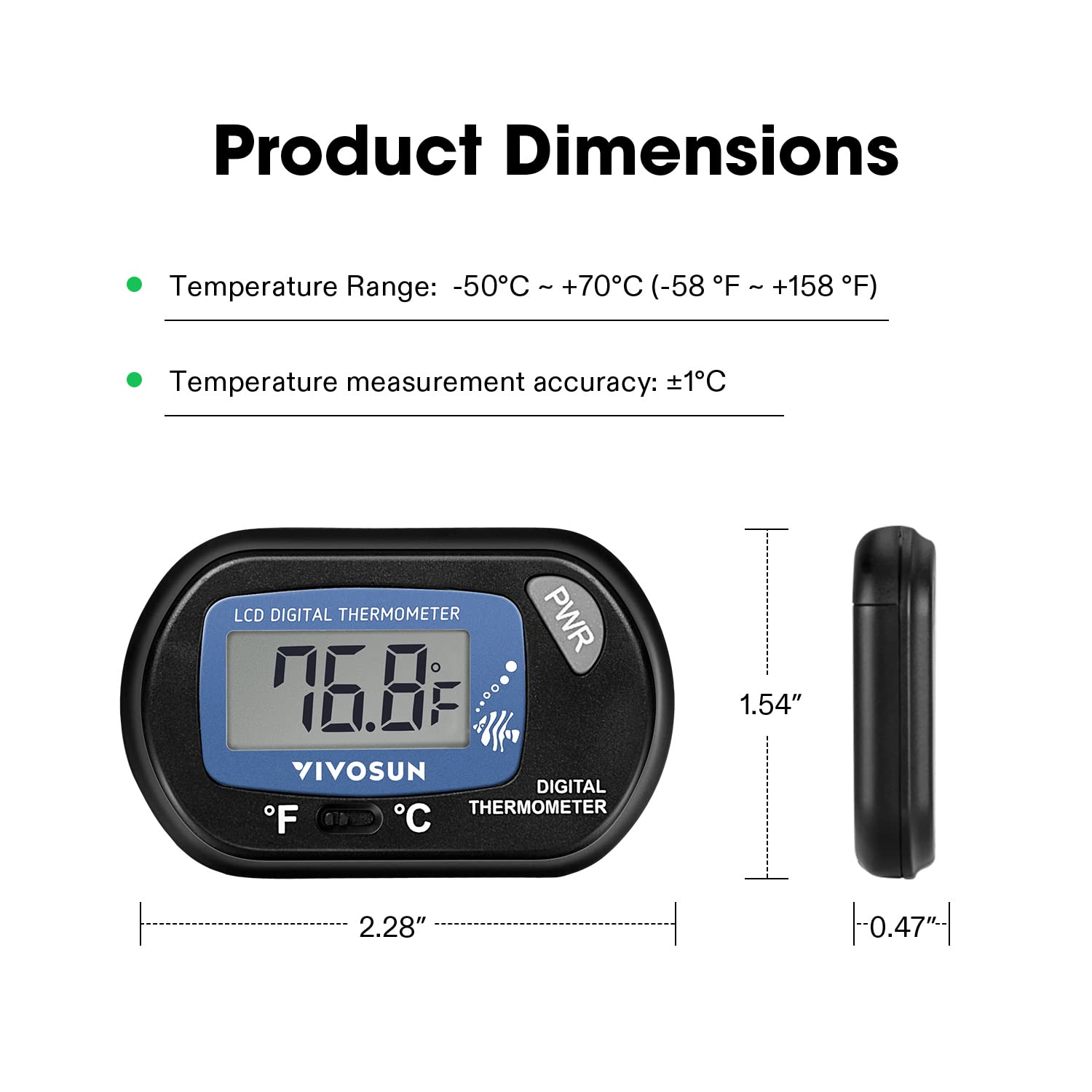 VIVOSUN LCD display tank view aids quick checks and care routines.