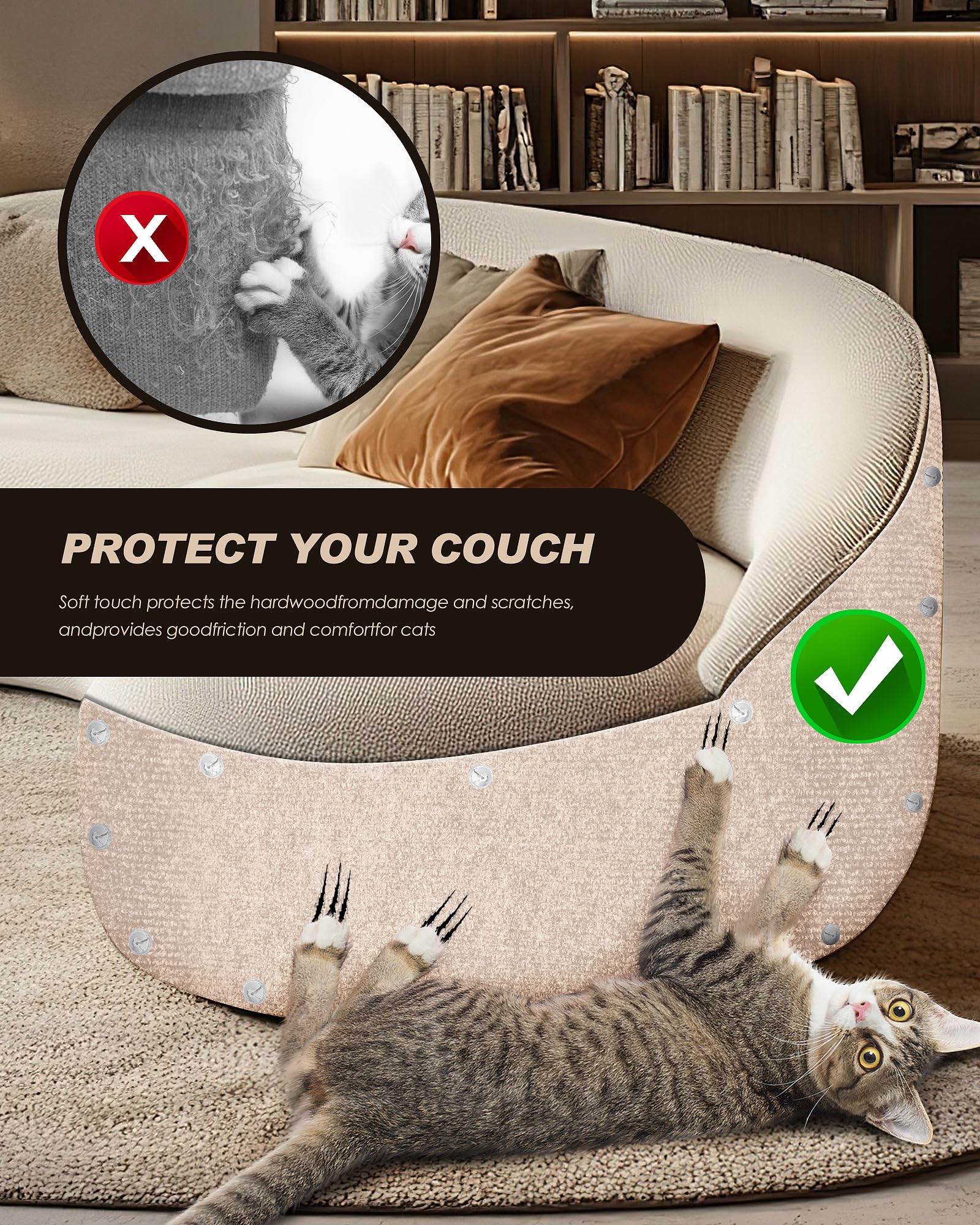 VIVOYAN beige-post-saving solution extends cat-tree life by absorbing scratching.