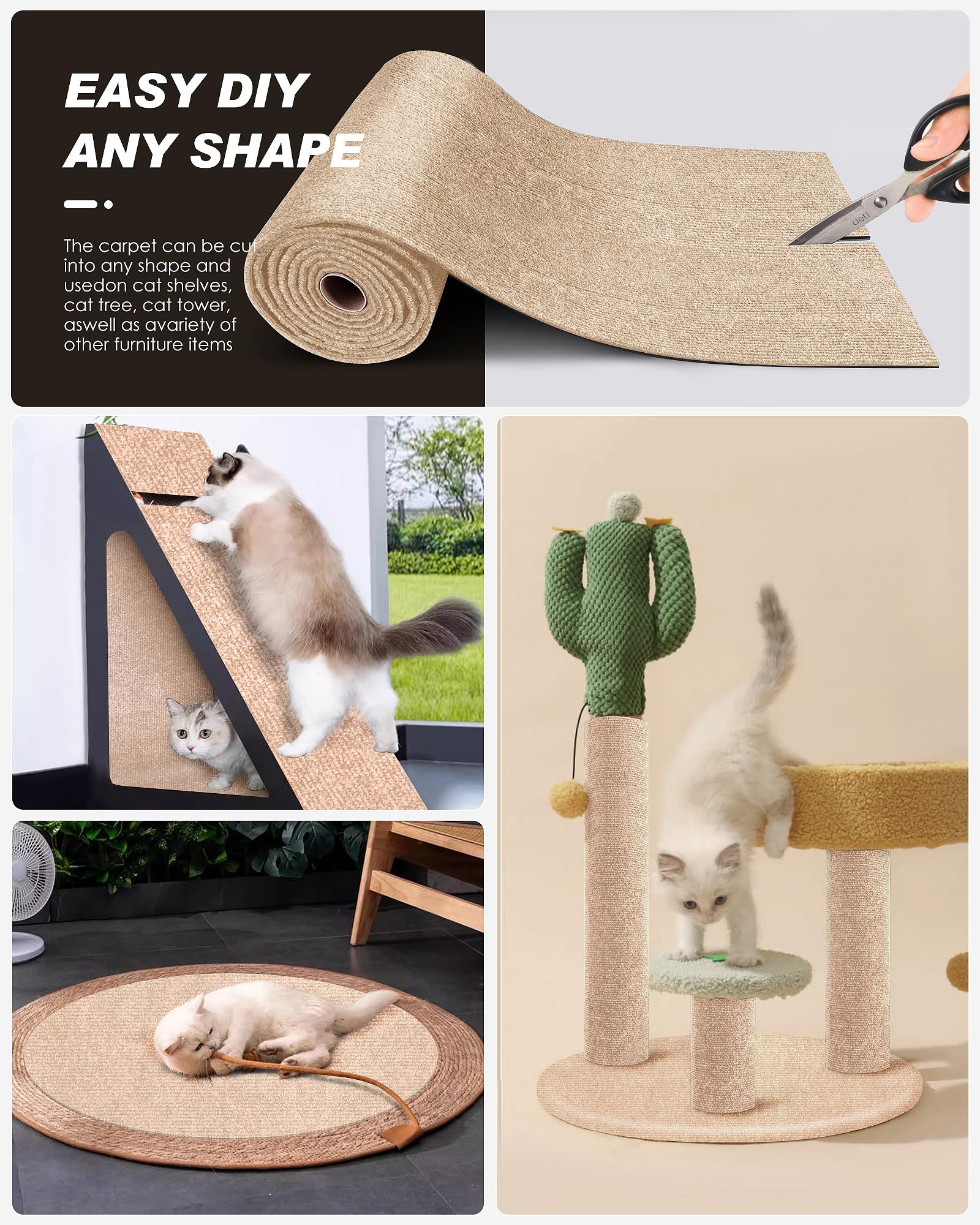 VIVOYAN beige-trim-to-fit cat scratch protector for precise spaces.