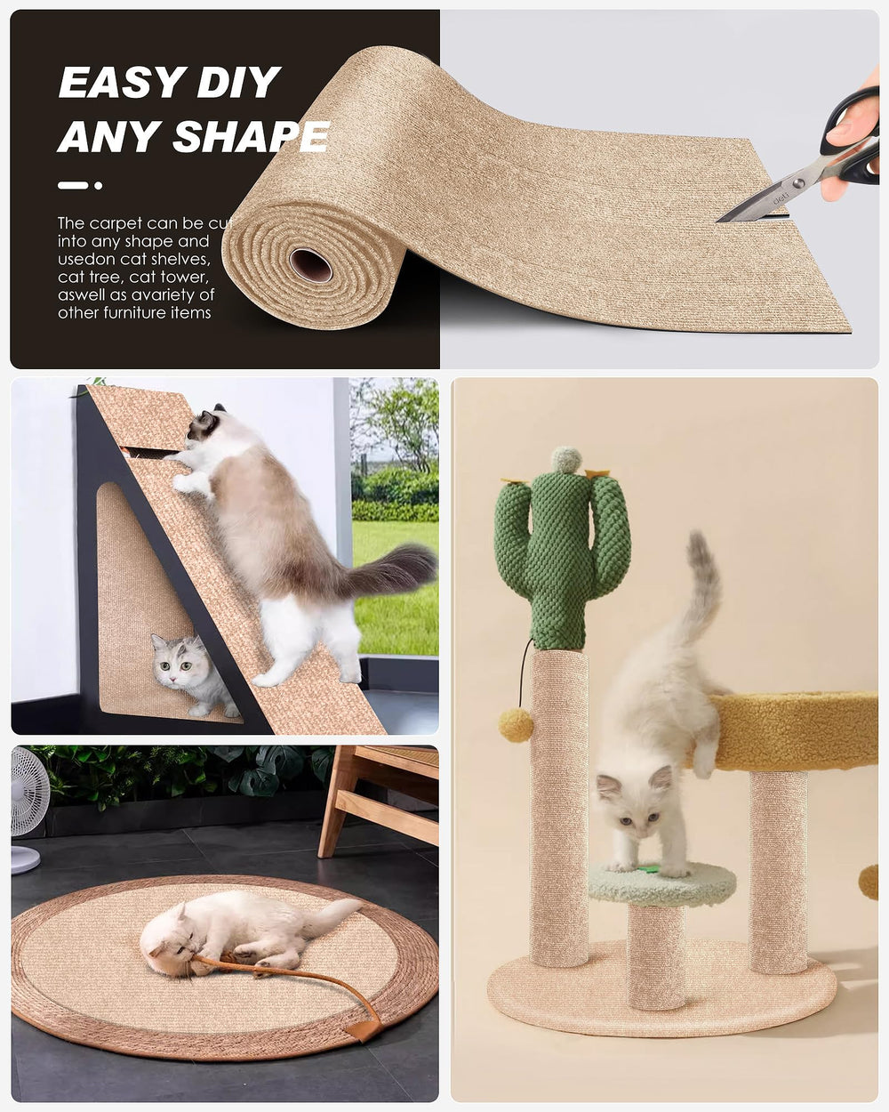 VIVOYAN beige-trim-to-fit cat scratch protector for precise spaces.