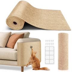 VIVOYAN beige-wide-coverage cat scratch protector shields sofas and cat trees.