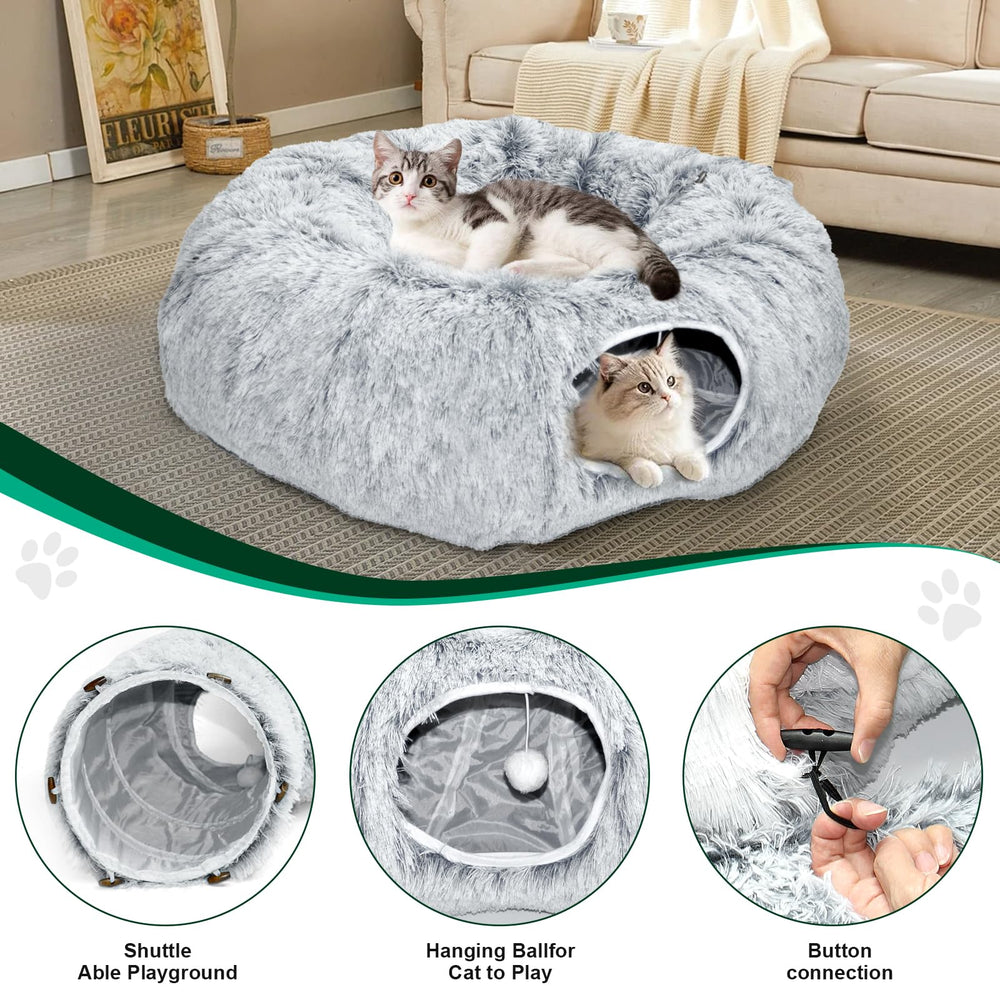 VIVOYAN cat tunnel resting mat center provides a soft, cozy spot for rest after activity.