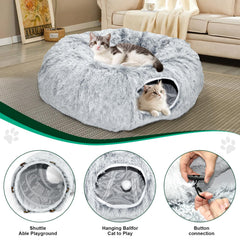 VIVOYAN cat tunnel resting mat center provides a soft, cozy spot for rest after activity.