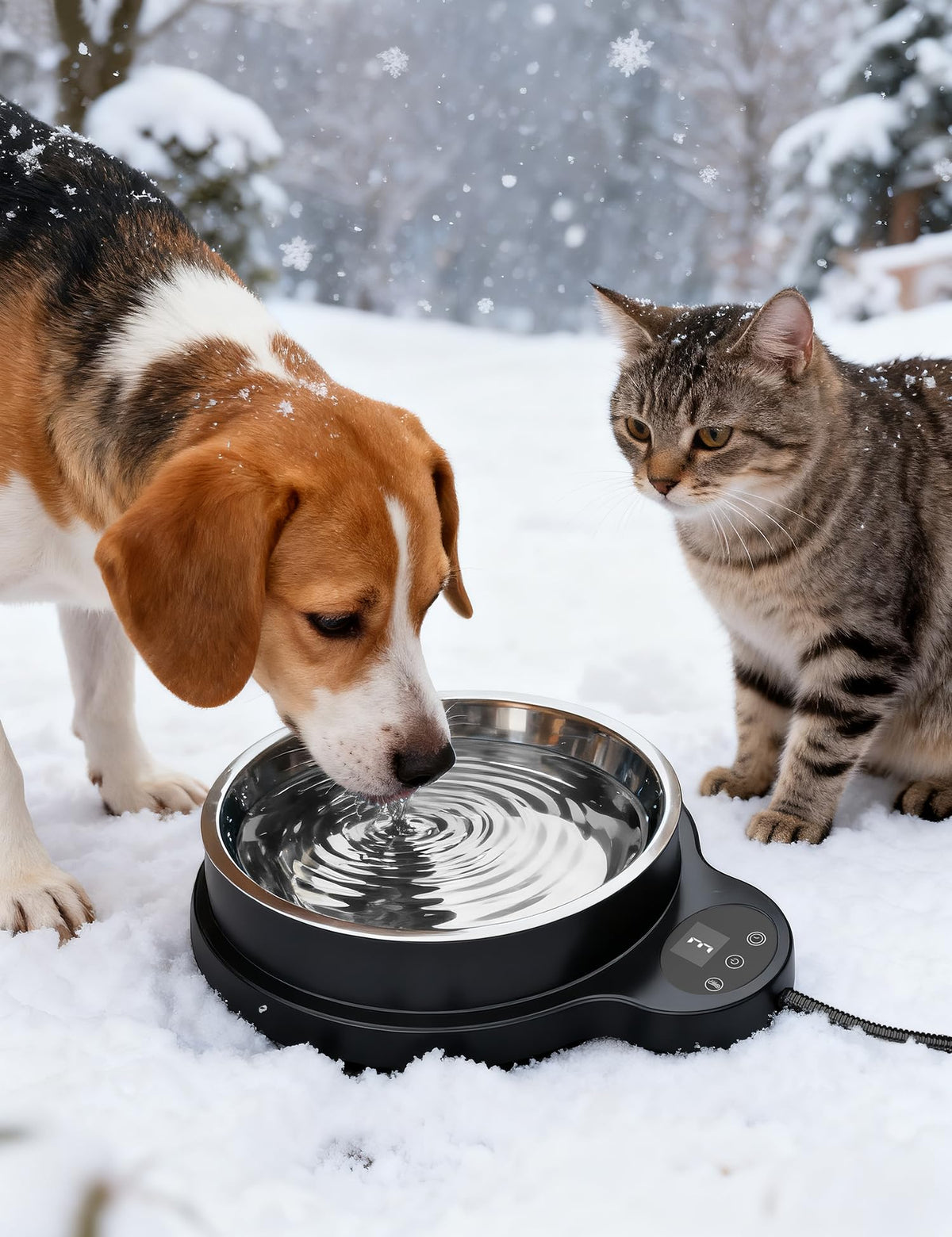 ViwalmPoul heated water bowl outdoor keeps pets hydrated in winter