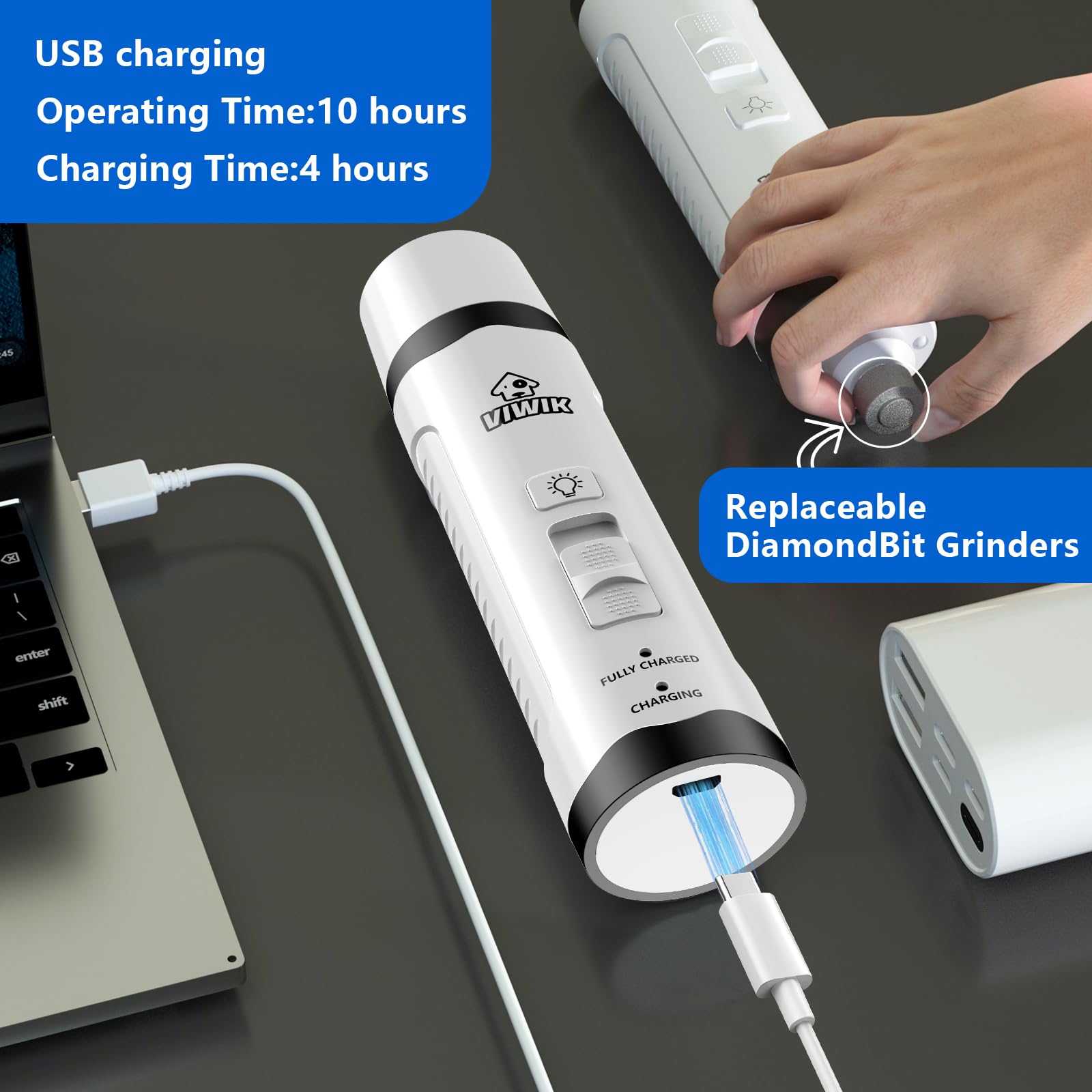viwik cortauñas para perros recargable por cable para sesiones sin interrupciones.