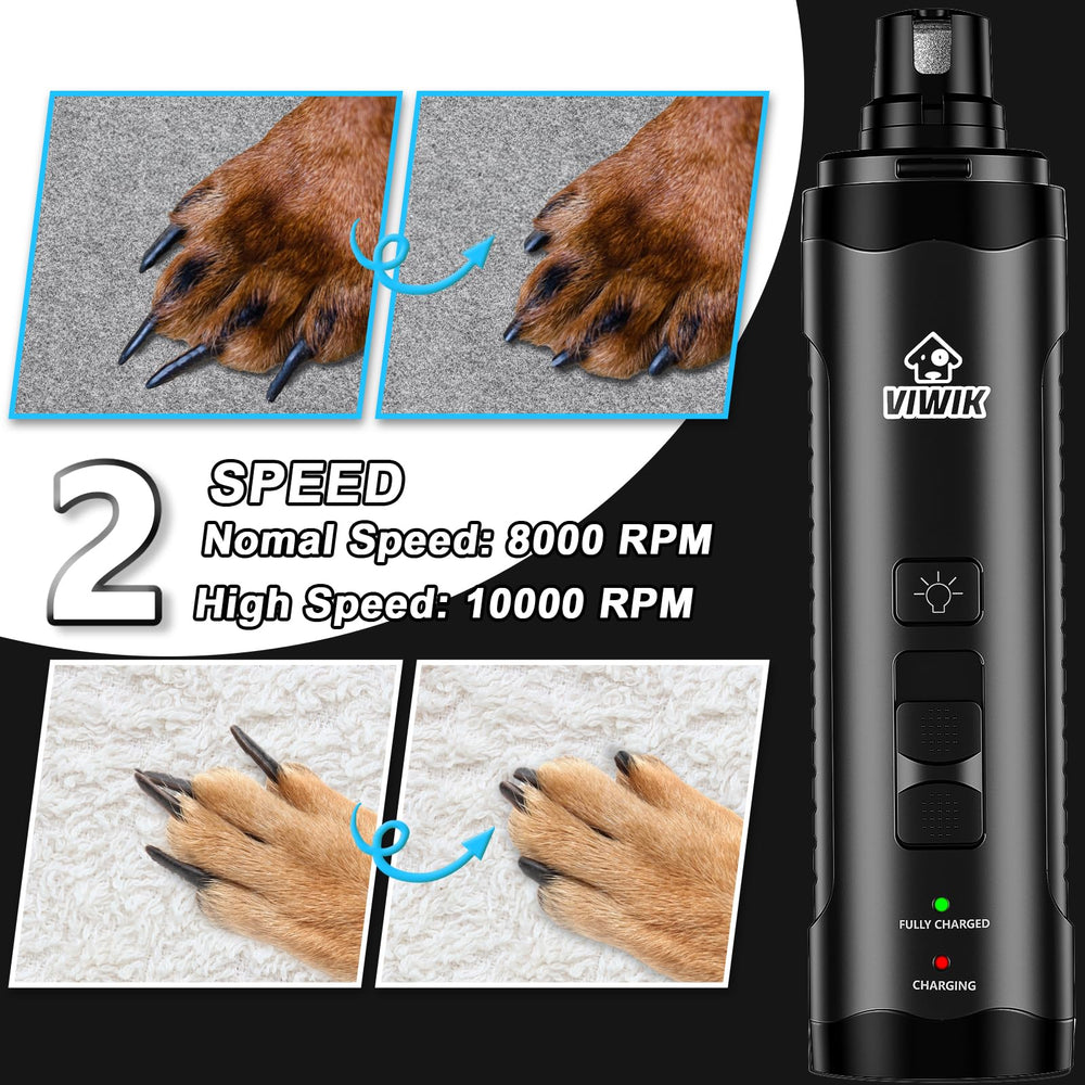 VIWIK dog nail grinder with two speeds for versatile nail care.