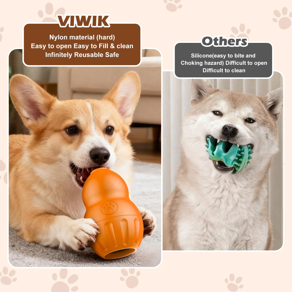 VIWIK Freezable rubber toy keeps treats cold, inviting longer sniff-and-nosh play.