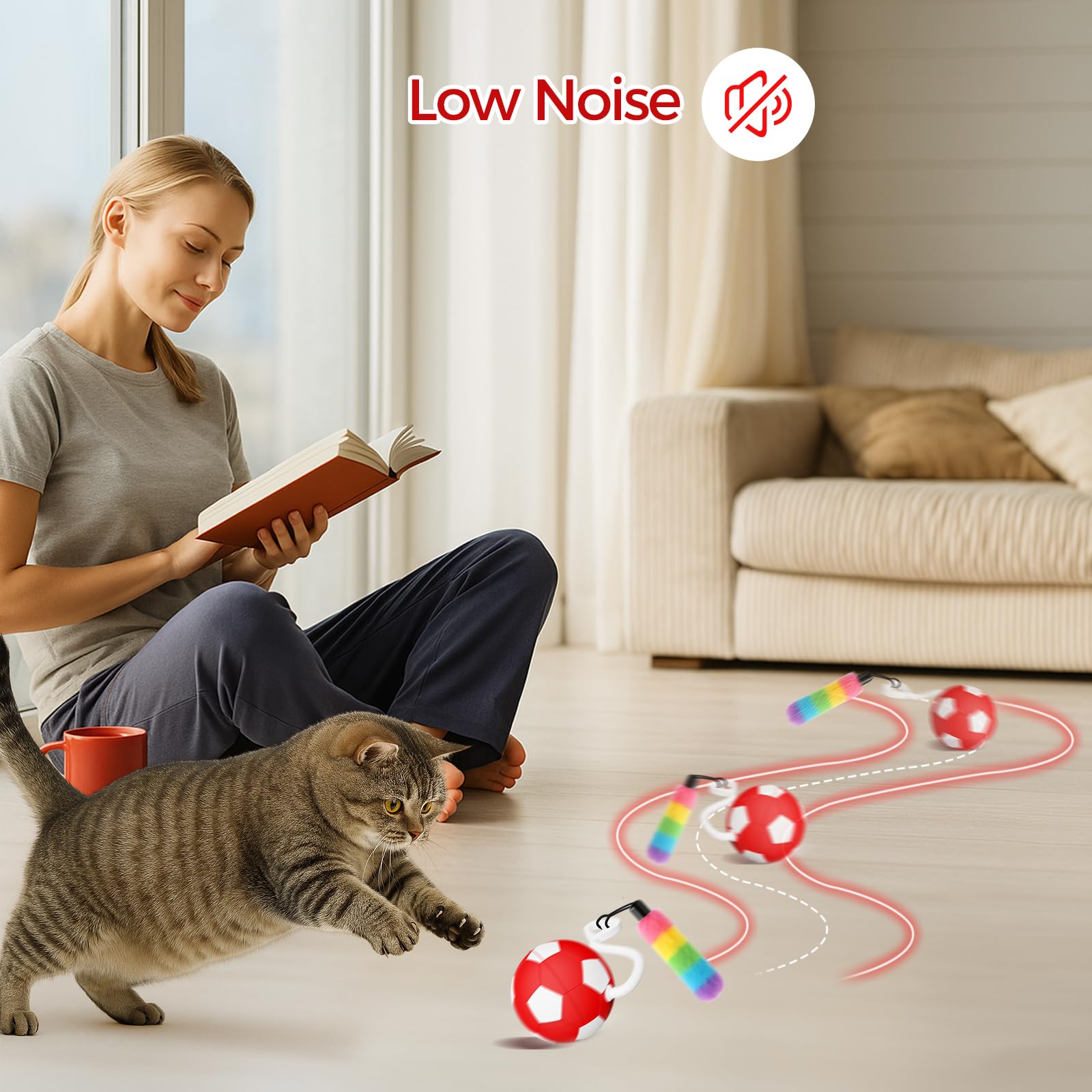 VIWIK interactive cat toy cleaning exterior reminder supports easy wipe maintenance