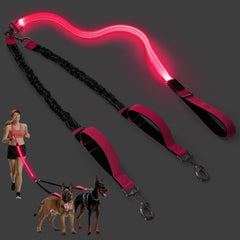 Vizbrite LED double dog leash with 360 swivel enables smooth two dog walks