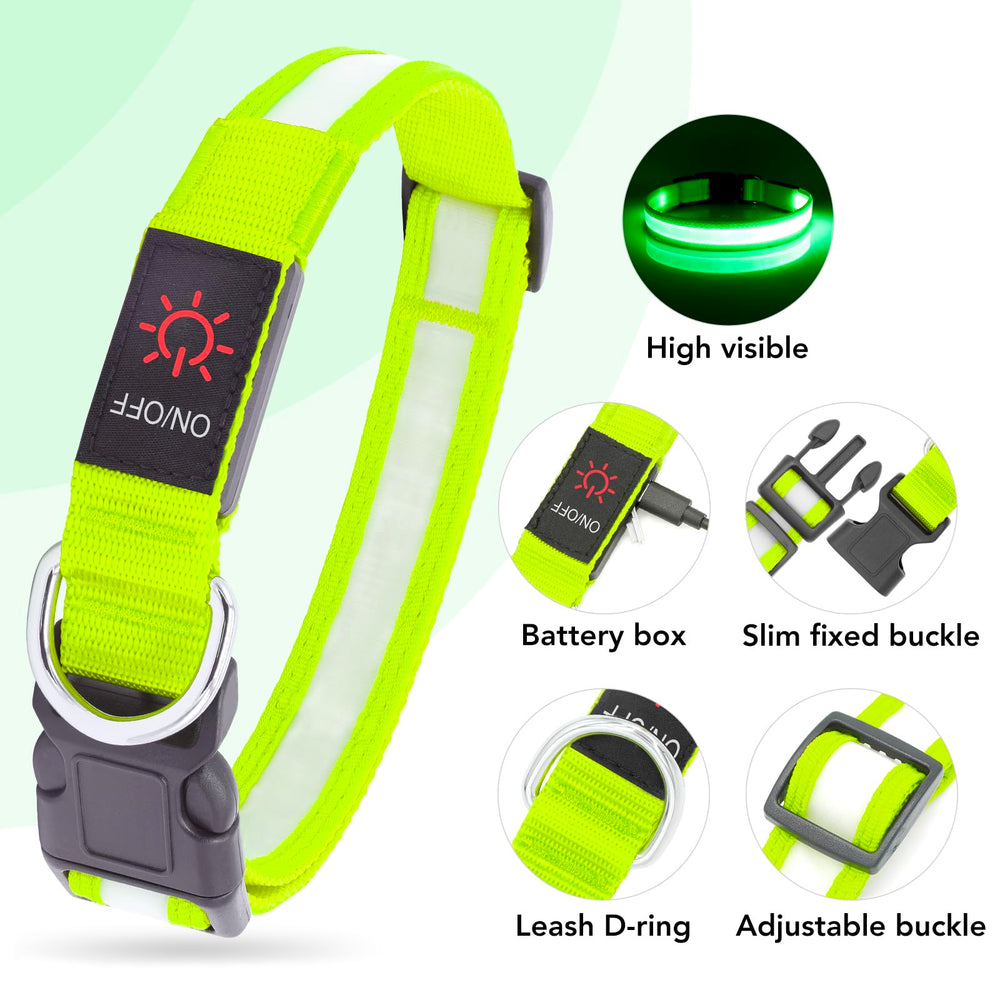 Collar Vizpet LED con alta visibilidad a 500 m para seguridad de la mascota.