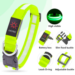 Collar Vizpet LED con alta visibilidad a 500 m para seguridad de la mascota.