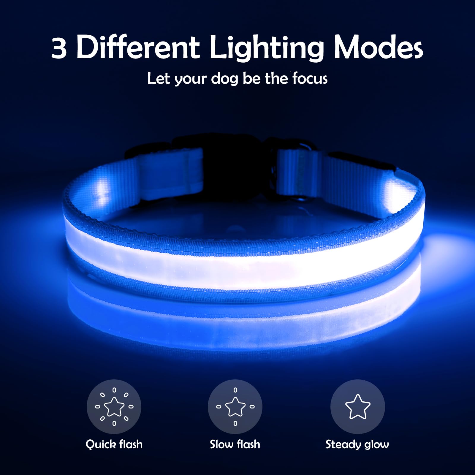 Vizpet collar LED recargable, carga USB en coche o portátil para mayor comodidad.