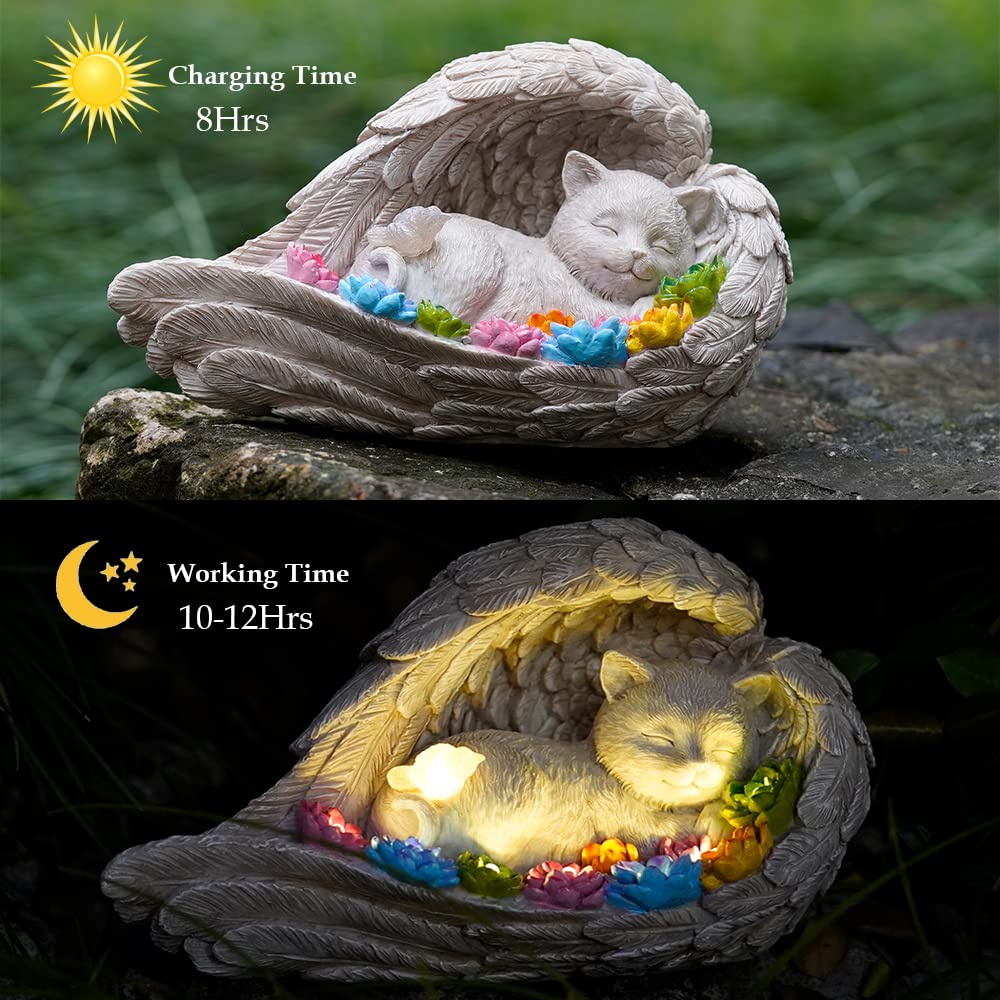 VKEVOC resin cat memorial close-up highlights durable memorial for outdoors