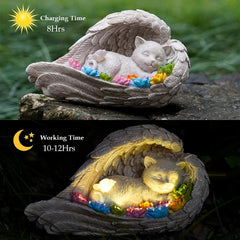 VKEVOC resin cat memorial close-up highlights durable memorial for outdoors